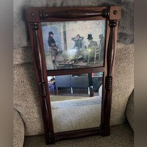 Vintage Thomas Hicks Art Print in Wooden Frame with Mirror